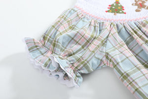 Pinkmas Plaid Christmas Smocked Bubble Romper
