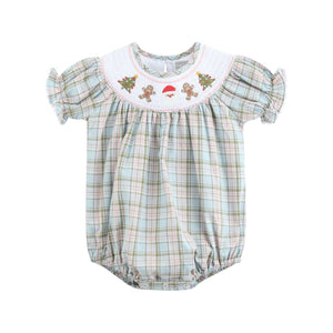 Pinkmas Plaid Christmas Smocked Bubble Romper