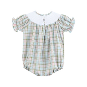 Pinkmas Plaid Christmas Smocked Bubble Romper