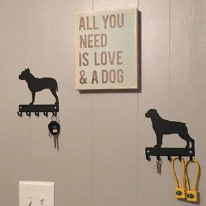 Pit Bull Terrier Dog Key Holder & Leash Hanger