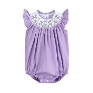 Purple Bunny Smocked Flutter Bubble Romper