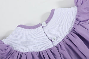 Purple Bunny Smocked Flutter Bubble Romper