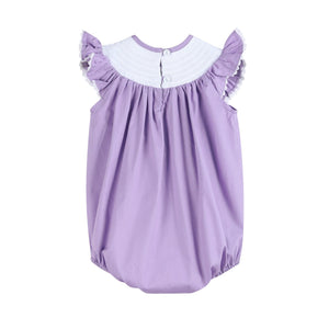 Purple Bunny Smocked Flutter Bubble Romper