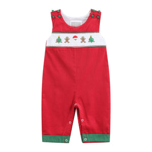 Red Corduroy Christmas Smocked Longall