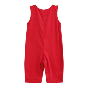 Red Corduroy Mistletoe Smocked Longall