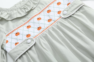 Sage Green Pumpkin Smocked Ruffle Bubble Romper