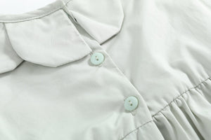 Sage Green Puppy Dog Petal Smocked Bubble Romper