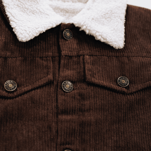 Sherpa Collar Coffee Brown Corduroy Jacket-Child