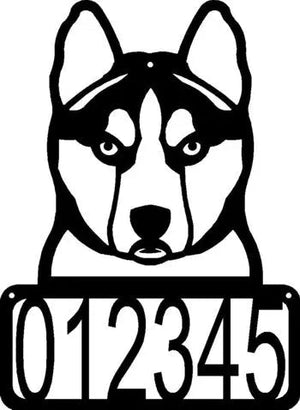 Siberian Husky Head Dog House Address Sign