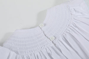 White and Blue Holy Smocked Bishop Dress