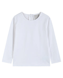 White Cotton Layering Girls Shirt