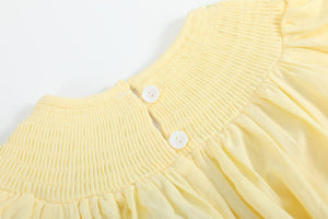 Yellow Daisy Pocketed Smocked Bishop Dress