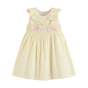 Yellow Petal Collared Smocked Dress