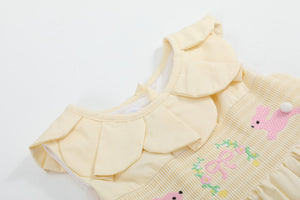Yellow Petal Collared Smocked Dress