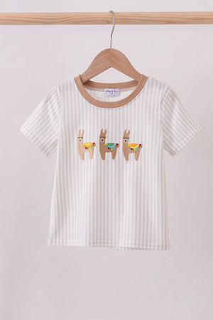 Brown alpaca embroidery top