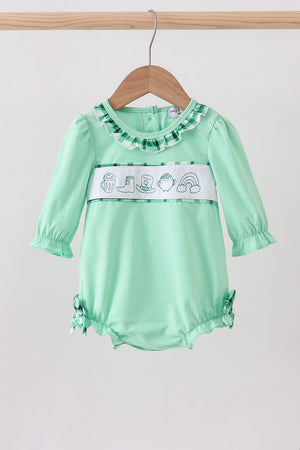 Green embroidery ruffle bubble