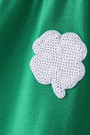 Green clover sequin ruffle tiered dress