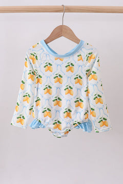 Blue bow lemon rashguard