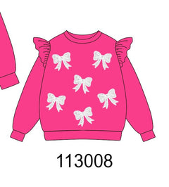 Magenta bow sequin mom&me sweatshirt