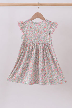 Floral bunny applique ruffle dress