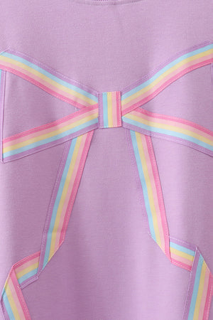 Purple hand-sewn bow mom&me sweatshirt