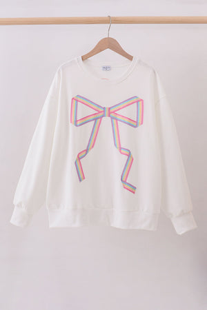 Cream hand-sewn bow mom&me sweatshirt