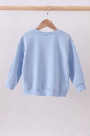 Blue hand-sewn bow mom&me sweatshirt