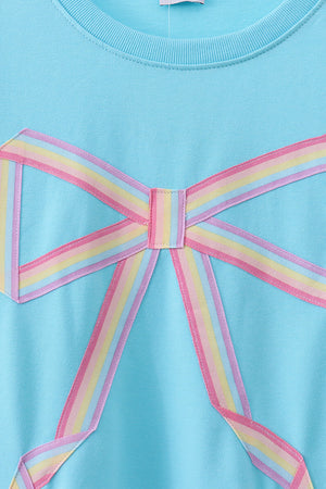 Blue bow hand-sewn mom&me sweatshirt