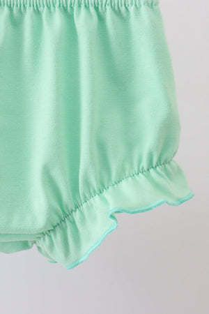 Blue marine creature print ruffle bloomer set