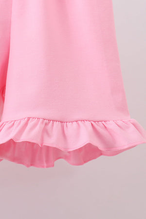 White cross smocked ruffle shorts set