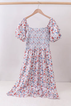 Blue floral smocked dress
