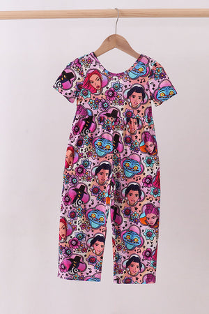 Purple character bamboo jumpsuit