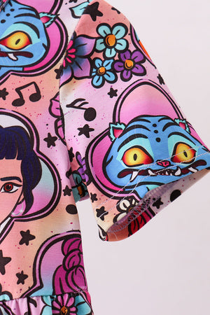 Purple character bamboo jumpsuit
