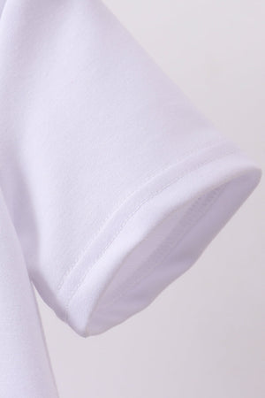 White bow sequin ruffle dress