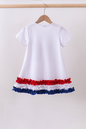 White bow sequin ruffle dress