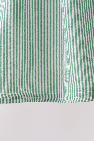Green Watermelon Stripe Smocked Embroidered Seersucker Set