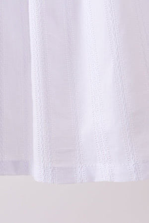 White Bow Smocked Jacquard Dress