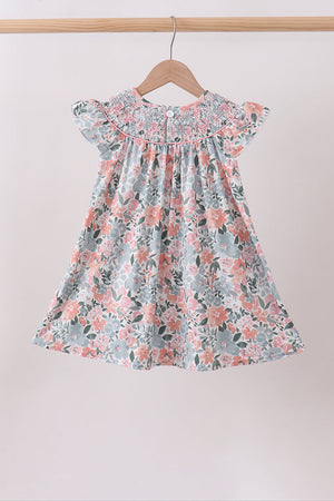 Pink Floral Smocked dress
