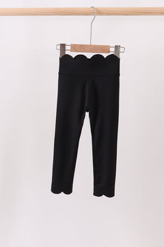 Black Scalloped Yoga Active Leggings