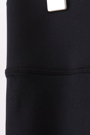 Black Scalloped Mom Yoga Active Leggings