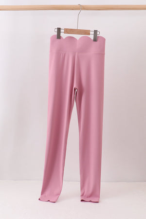 Lilac Scalloped Mom Yoga Active Leggings