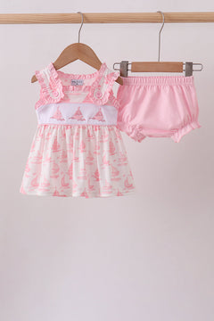 Pink Sailboat Embroidered Bloomer Set