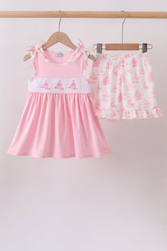 Pink Sailboat Embroidered Set