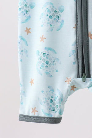 Blue Turtle Bamboo Romper