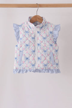 Sky floral bow ruffle vest