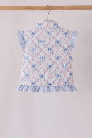 Sky floral bow ruffle vest