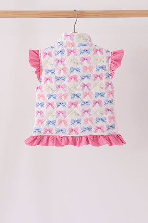 Hot pink bow ruffle vest