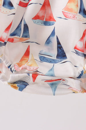 Blue Sailboat Smocked Bubble