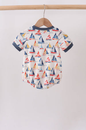 Blue Sailboat Smocked Bubble
