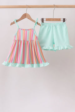 Rainbow Stripe Ruffle Set